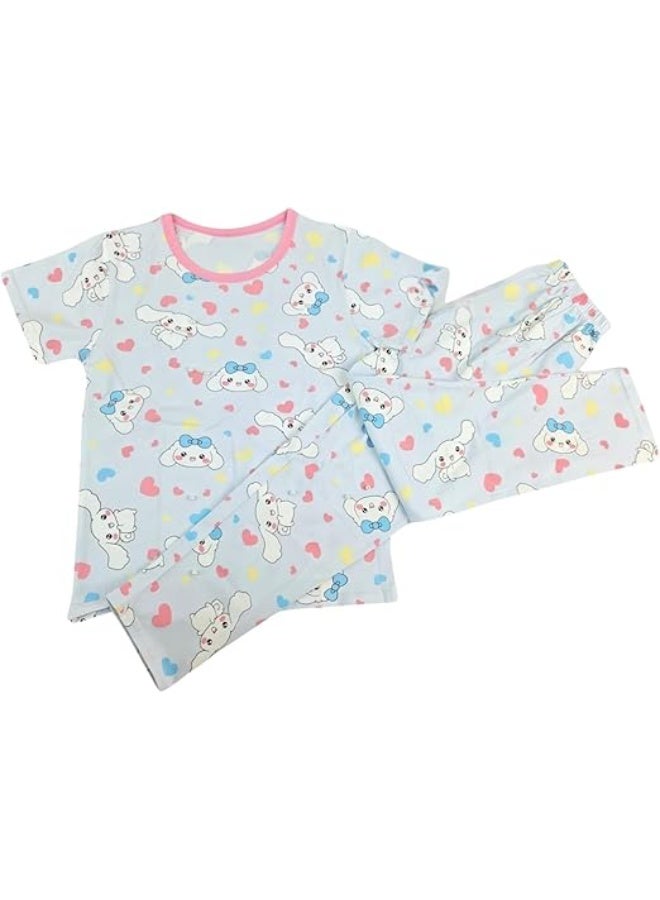 MINIIMODZ MINII MODZ Rabbit Bunny Print Shirt and Pant Set for Girls | Soft Cotton Dress Sleepwear | Cute Outfit Suitable for Kids, Toddlers, and Infants - Image 1